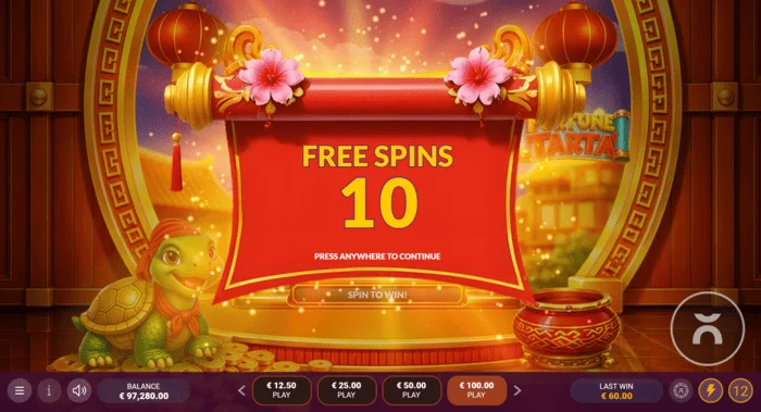 Fortune Tarta - Démarrage des Free Spins